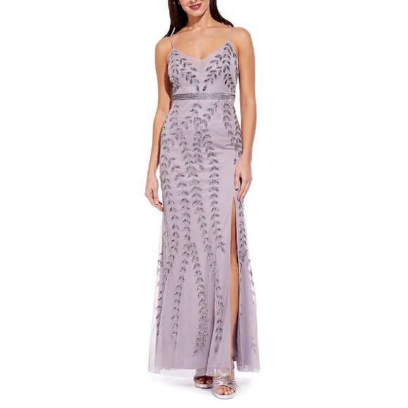 Adrianna Papell Dresses & Skirts - Adrianna Papell Vine Beaded Illusion V-Neck Gown